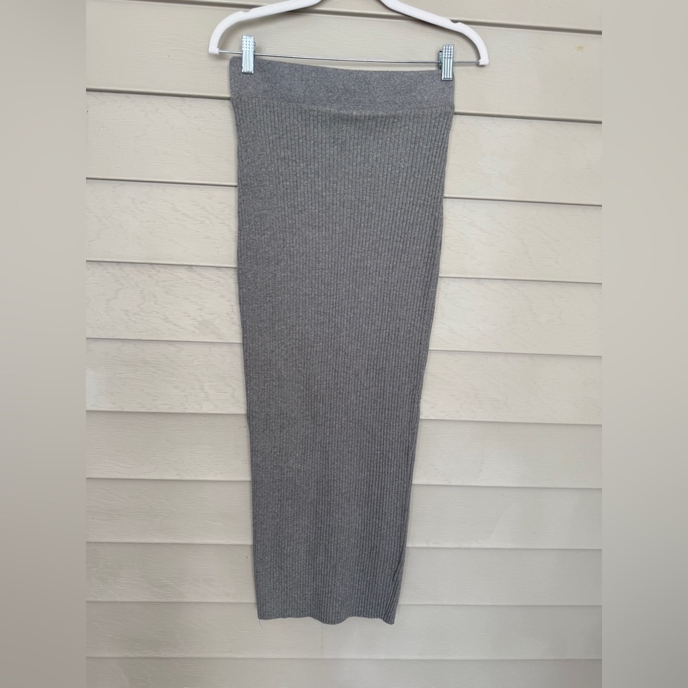 Zara Charcoal Pencil ribbed cotton maxi Skirt NWOT